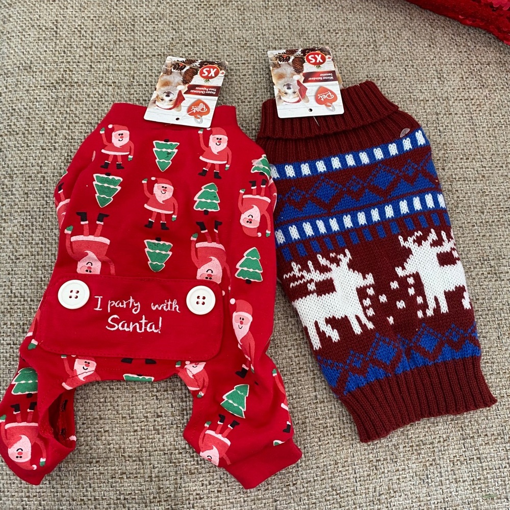Pet Holiday Christmas pajama and reindeer sweater
